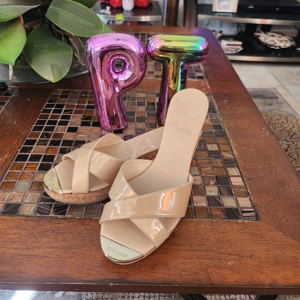 Jimmy Choo Panna patent leather slides size 39
